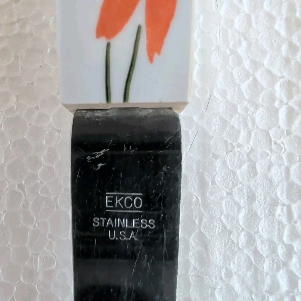 VTG EKCO Stainless Steel CARVING FORK Country Garden‎ Daisy Flowers USA 1970s